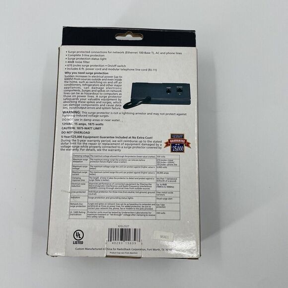 RadioShack Notebook Computer Surge Station And Noise Filter Network/AC/Phone - Picture 5 of 9